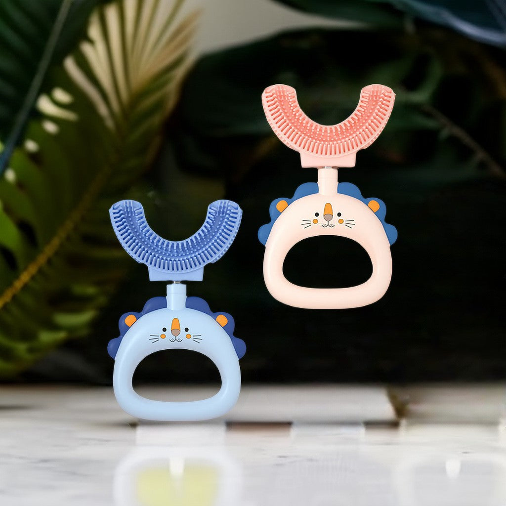 U-Shaped Little Lion Silicone Toothbrush for Kids