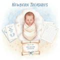 Adorable newborn digital pack with sleep tracker, milestone cards and baby blessing printables